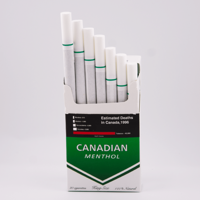 Open Pack of Canadian Menthol cigarettes